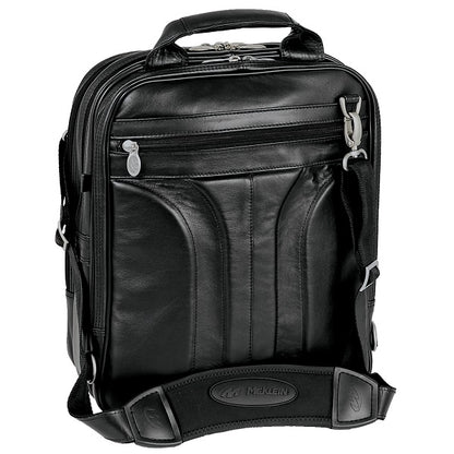 Black Leather Laptop Backpack for Men - Convertible Briefcase Messenger