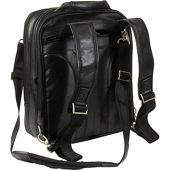 Black Leather Laptop Backpack for Men - Convertible Briefcase – The ...