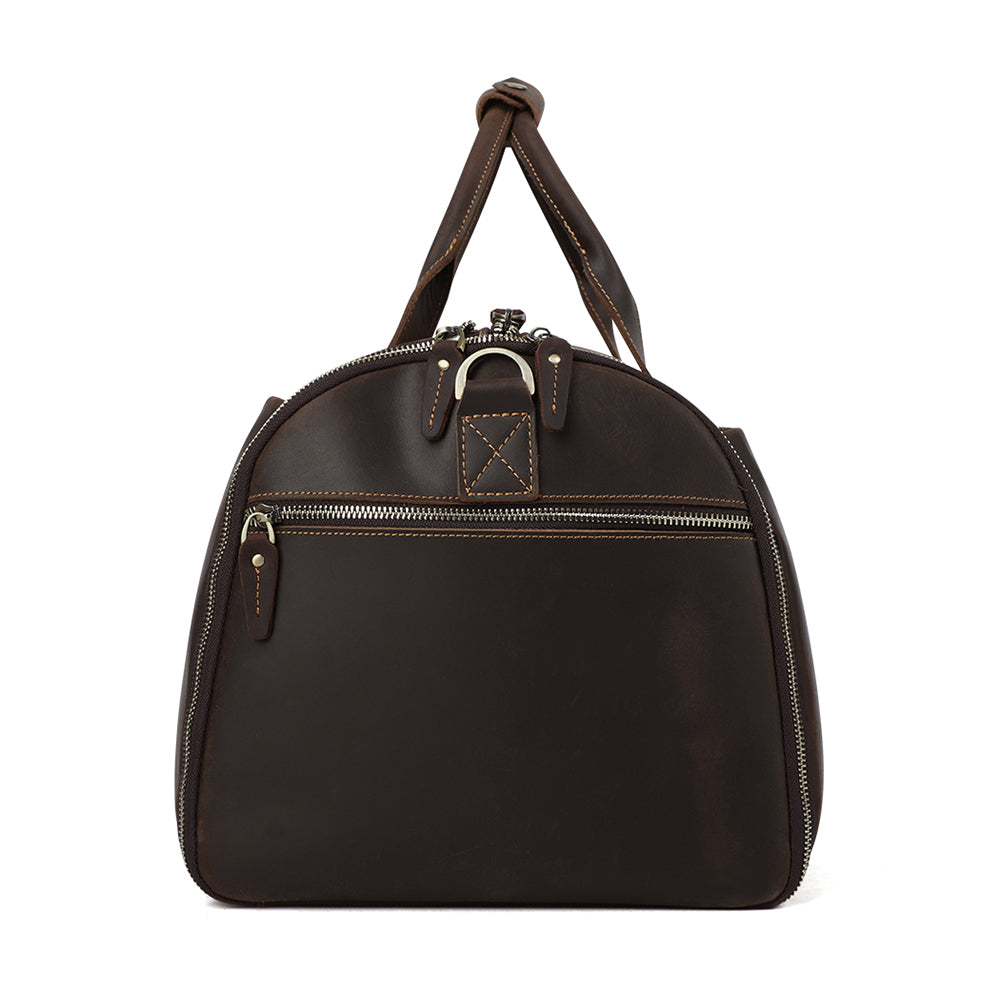 The Liscio | Men's Dark Brown Leather Duffle Travel Weekend Bag