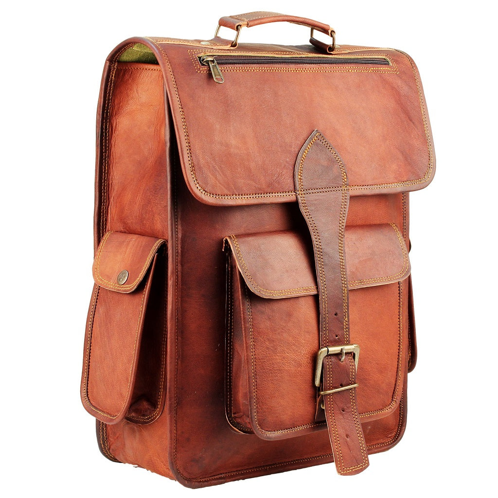 Leather Backpack Laptop Bag 15 Inches Knapsack Rucksack 