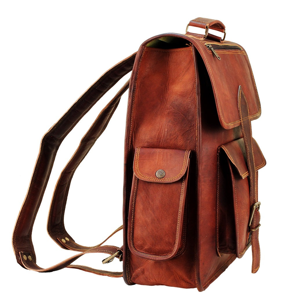Leather Laptop Backpack for 15 Inch Laptops for Men and Women