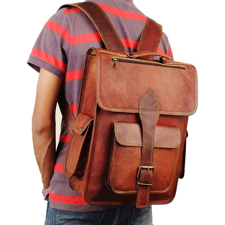 Leather Laptop Backpack for 15 Inch Laptops for Men and Women