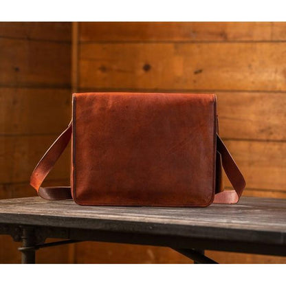The Messenger Leather Messenger Bag for Men and Women for 15 Inch Laptops