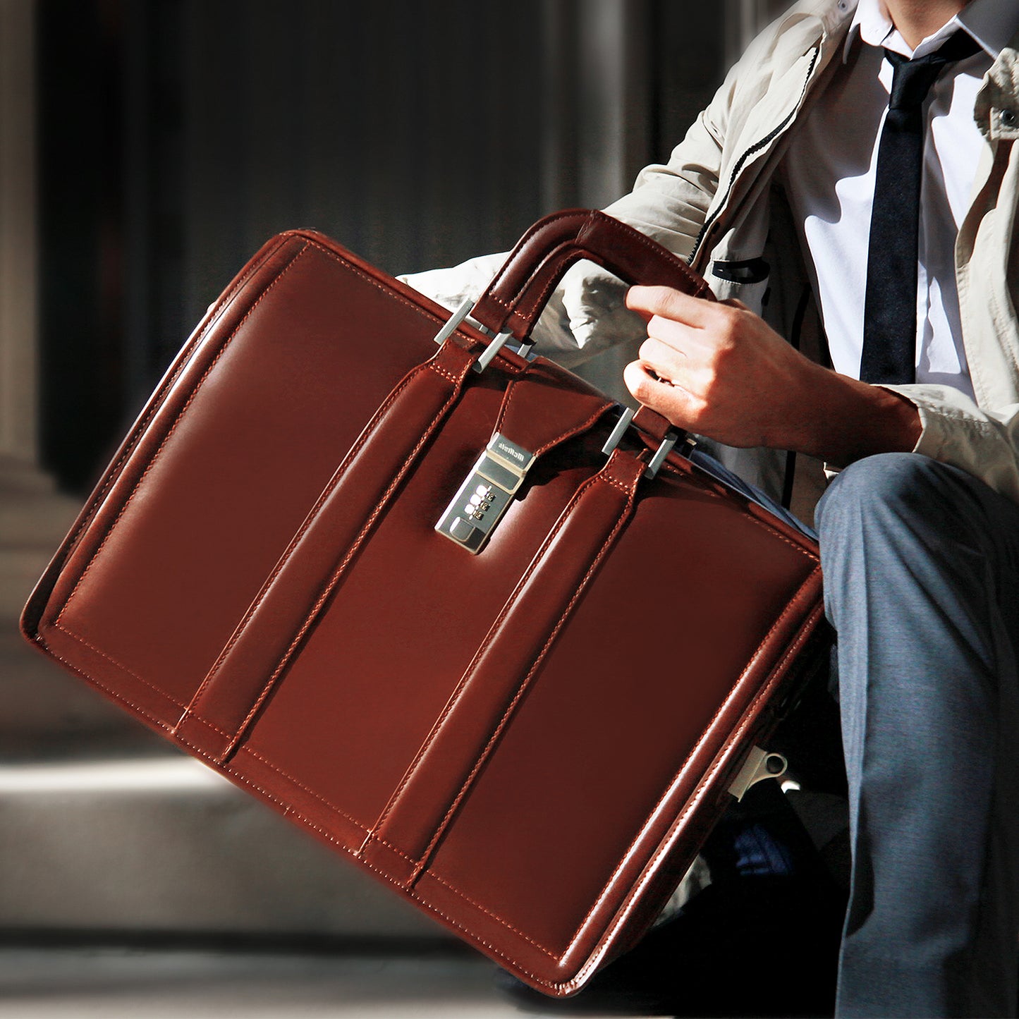 The Morgan leather attache briefcase