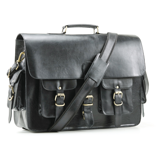 Black Leather Laptop Briefcase - Full Grain Messenger Bag for Men – The ...
