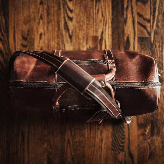 Men's Overnight Travel Leather Duffel Bag - 30L Top Grain Leather – The ...