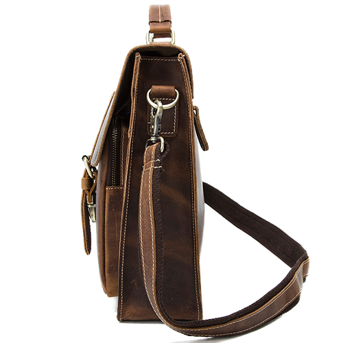 VC VINTAGE COUTURE 18 inch Leather Full Flap Messenger Handmade Bag Laptop  Bag Satchel Bag Padded Messenger Bag Brown
