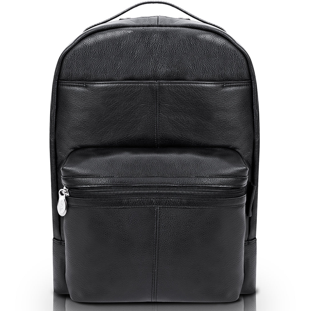 The Parker Leather Laptop Backpack Black