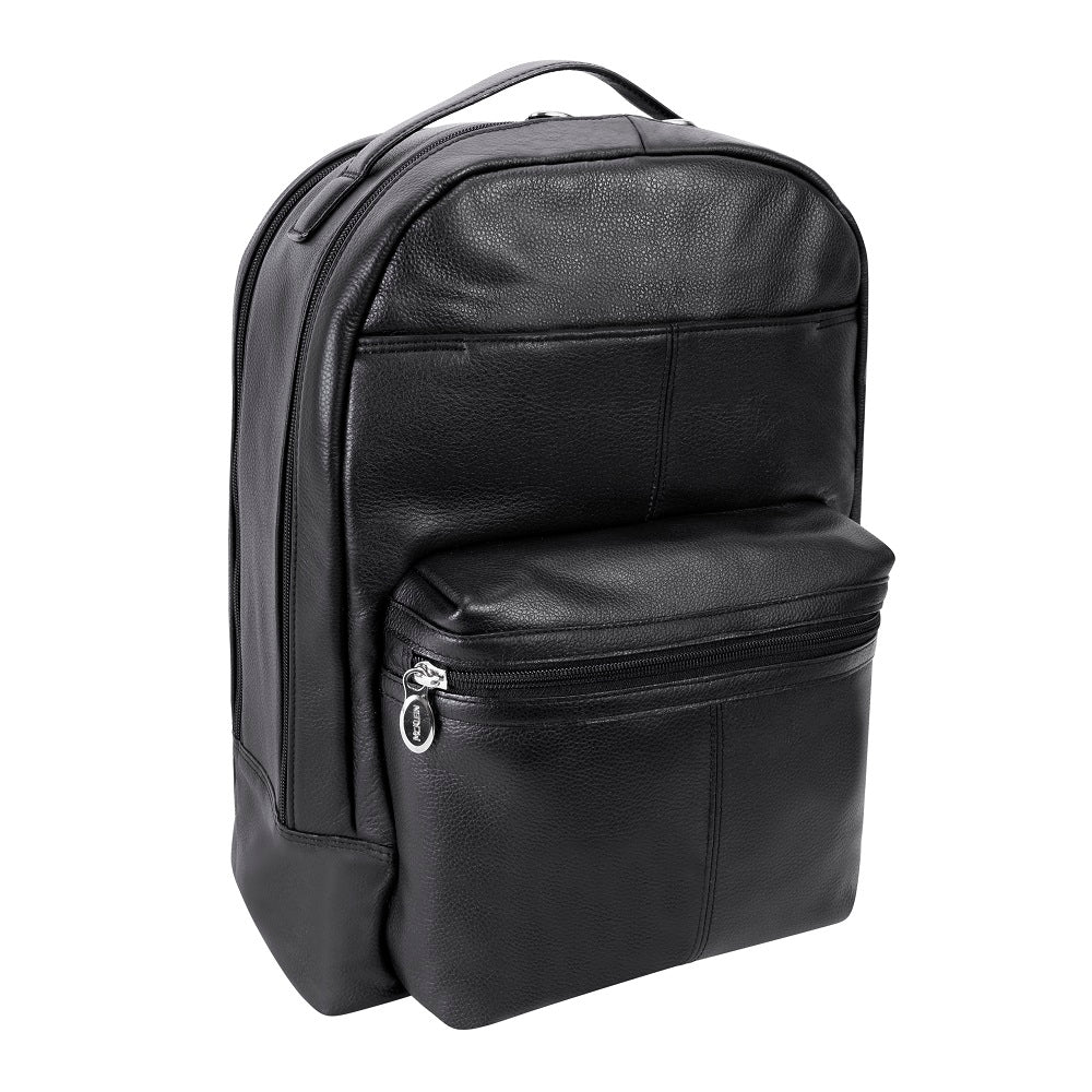 The Parker Leather Laptop Backpack Black