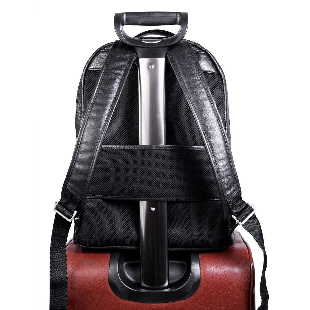 The Parker Leather Laptop Backpack Black