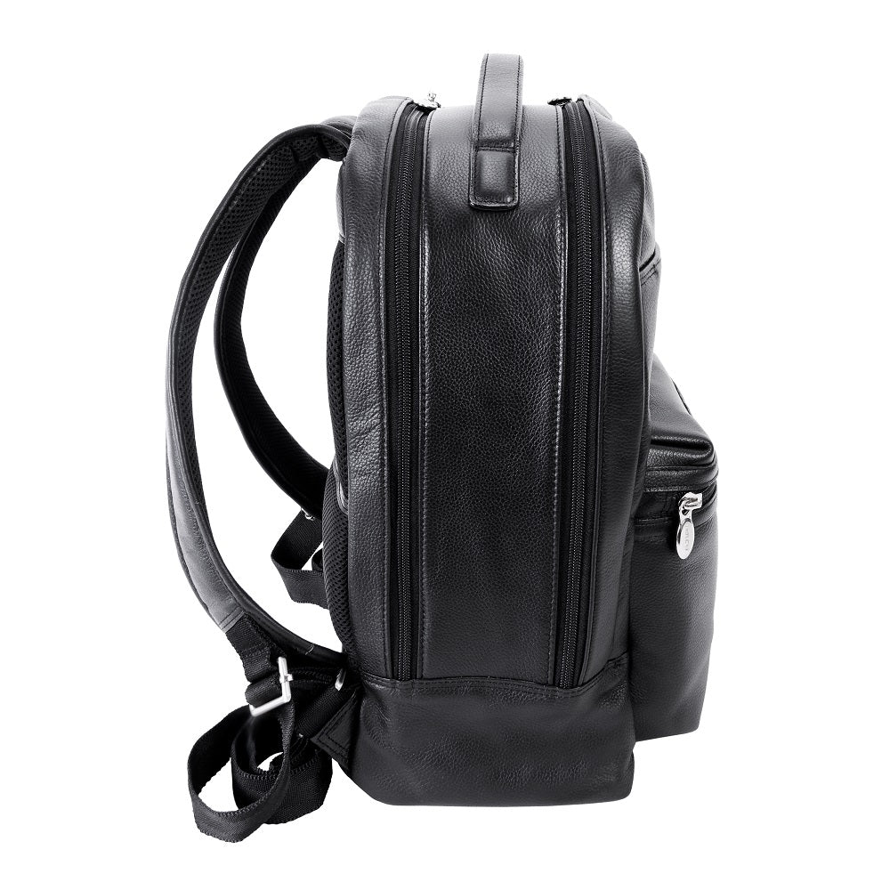 The Parker Leather Laptop Backpack Black