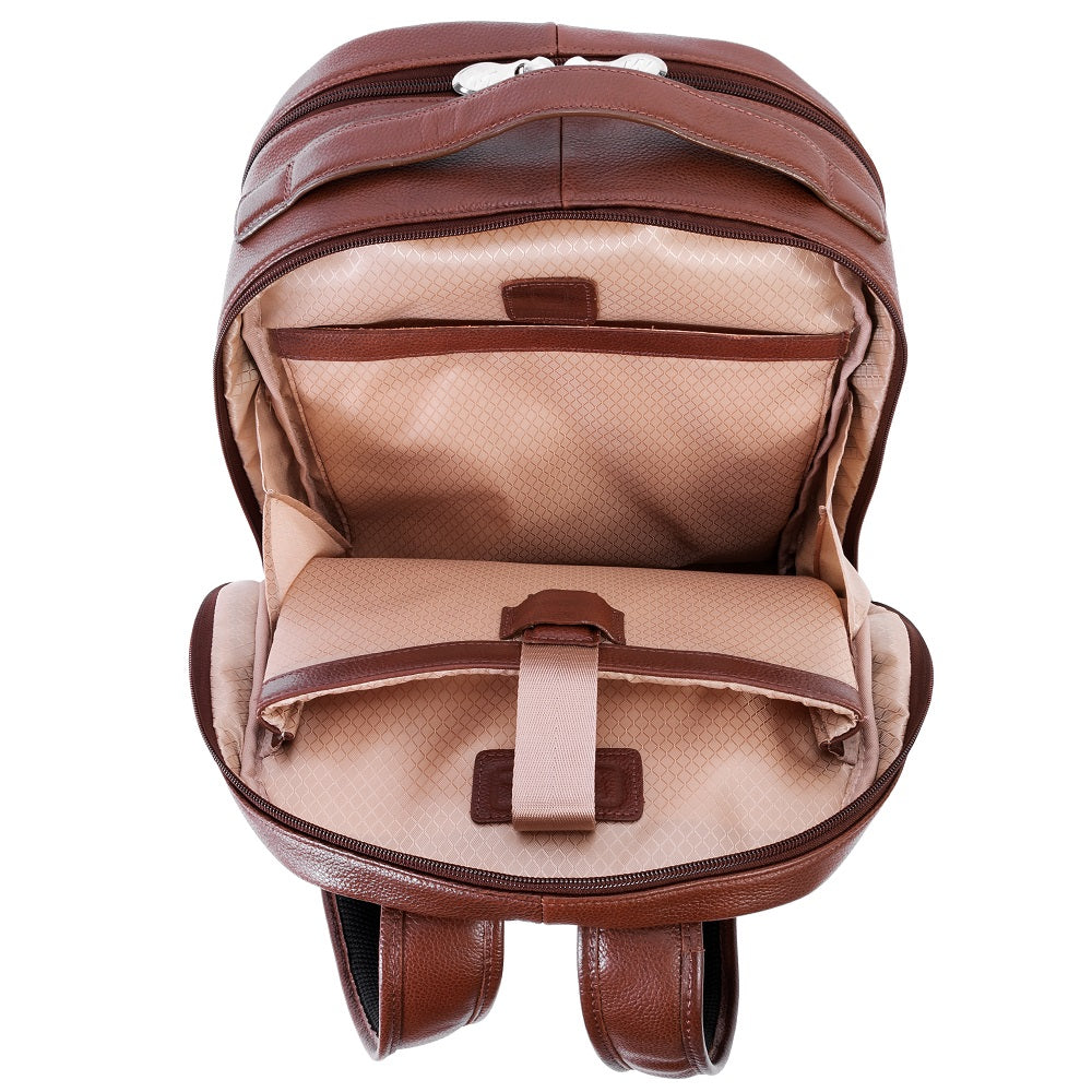 The Parker Leather Laptop Backpack Brown