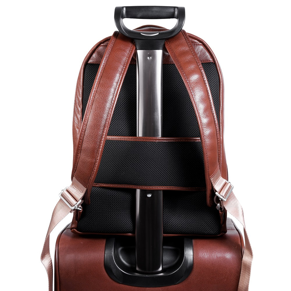 The Parker Leather Laptop Backpack Brown