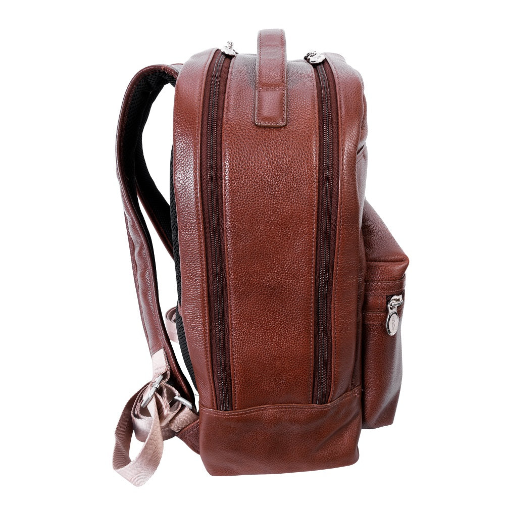 The Parker Leather Laptop Backpack Brown