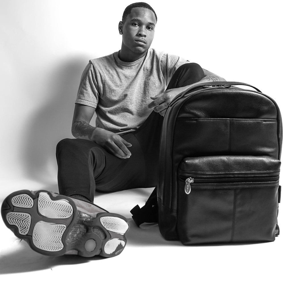 Premium 15” Leather Dual-Compartment Laptop Backpack Premium 15” Leather Dual-Compartment Laptop Backpack