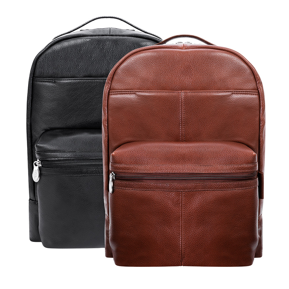 The Parker Leather Laptop Backpack Brown