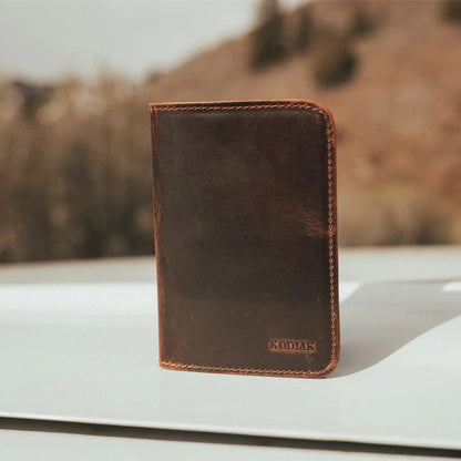 buffalo leather passport wallet dark brown2