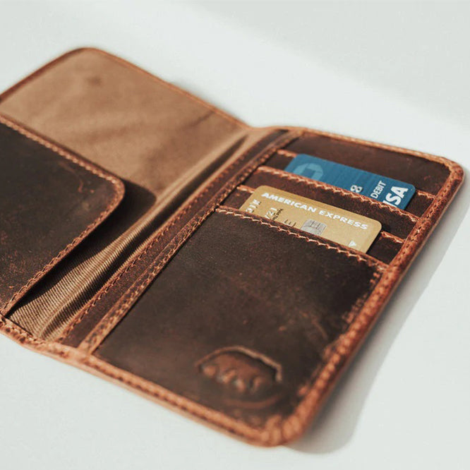buffalo leather passport wallet light brown2