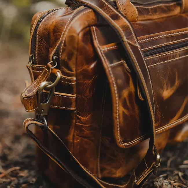 The Pilot Men's Buffalo Leather Messenger Laptop Bag