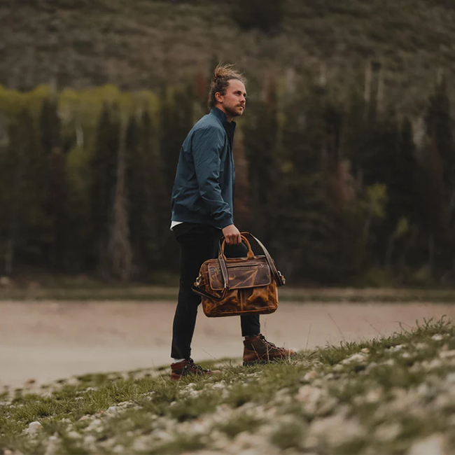 The Pilot Men's Buffalo Leather Messenger Laptop Bag