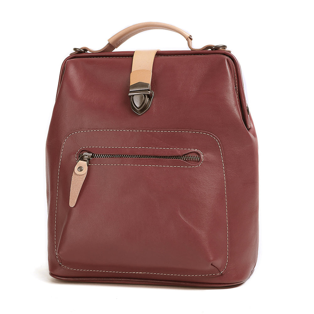 Leather Backpack for Women - Small Brown
