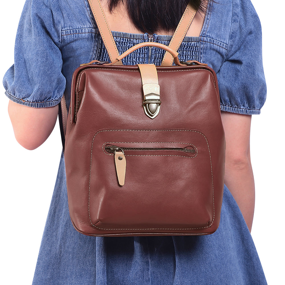 Ladies small leather on sale backpack