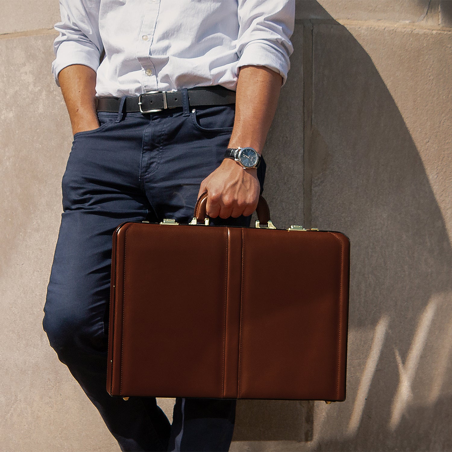 The Reagan Leather Attache Case for Men The Real Leather Company