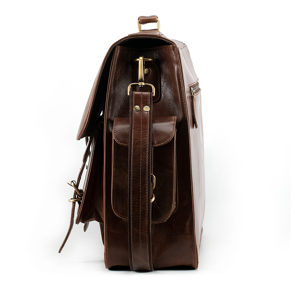 Full Grain Leather Bag - Brown Messenger Briefcase Satchel