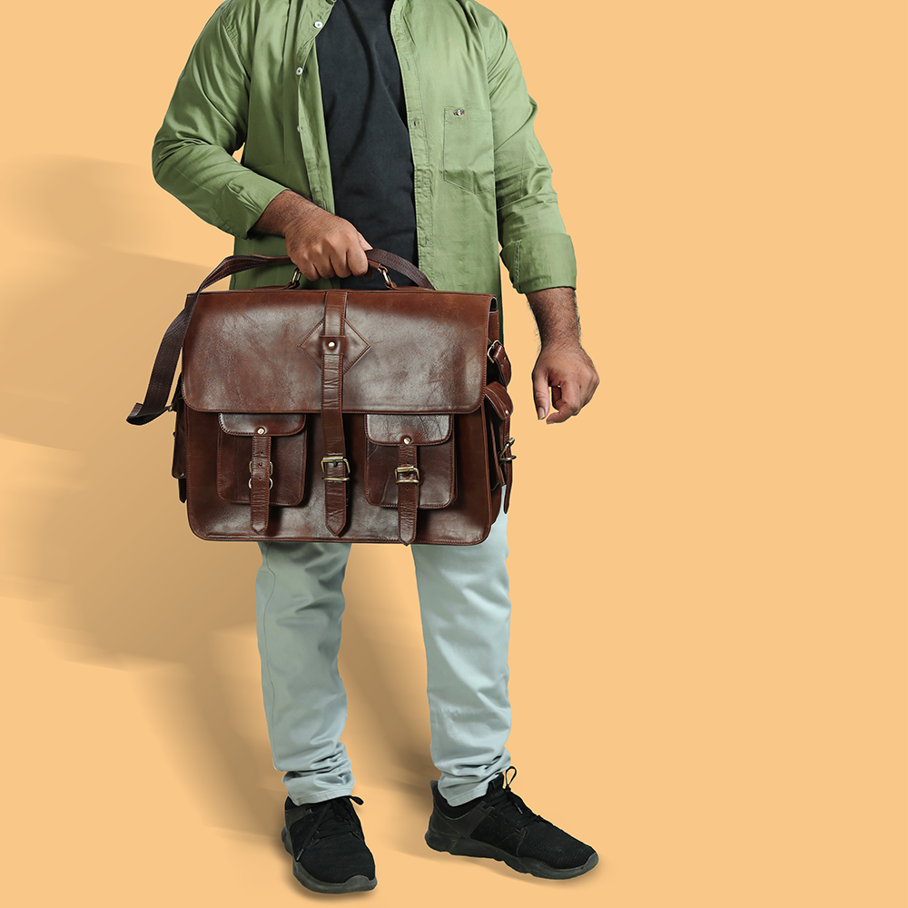 Full Grain Leather Bag Brown Messenger Briefcase Satchel The Real Leather Co