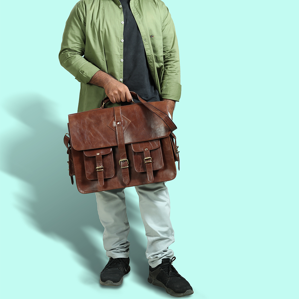 Retro Original Small Cross-body Bag Thick Leather Vintage Men's Shoulder Bag, Shoulder Bags