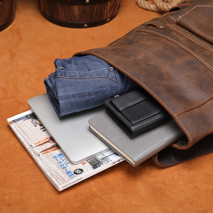 The Roller | Men's Rolltop Leather Laptop Backpack