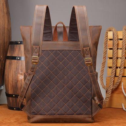 The Roller | Men's Rolltop Leather Laptop Backpack