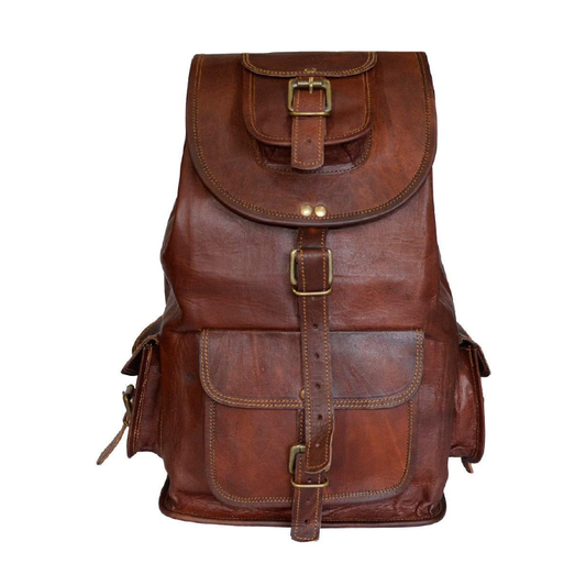 BACKPACK Real Genuine Leather Rucksack Laptop Travel Brown Men Bag