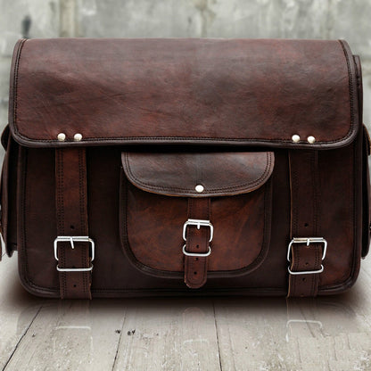 Laptop Leather Messenger Bag Briefcase for Men - Crossbody Bag Front 2