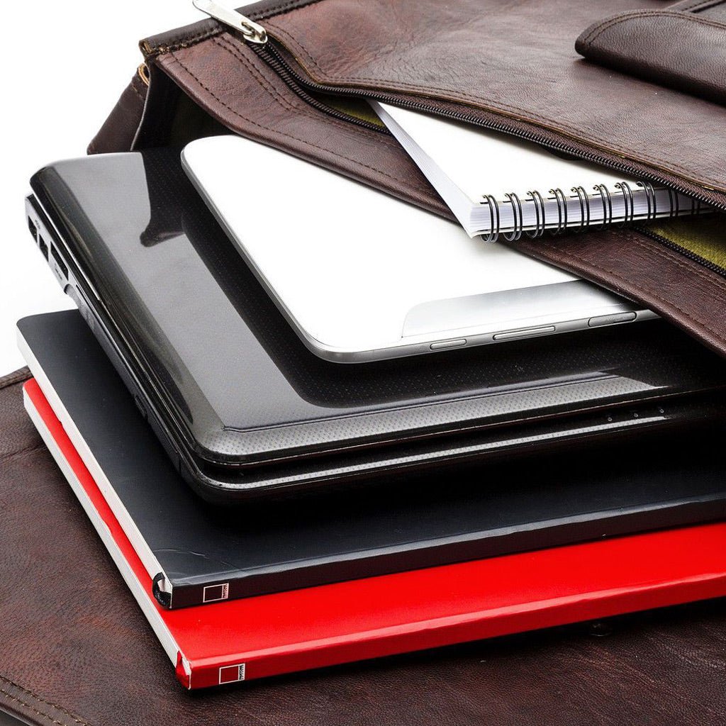 Laptop Leather Messenger Bag Briefcase for Men - Crossbody Bag Inside