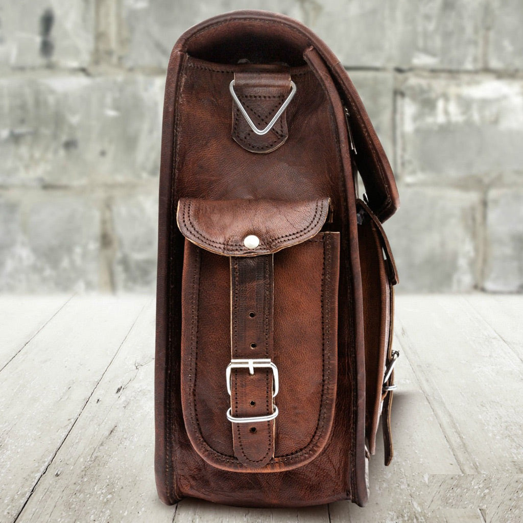 Laptop Leather Messenger Bag Briefcase for Men - Crossbody Bag - Side