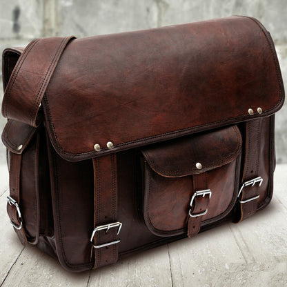 Laptop Leather Messenger Bag Briefcase for Men - Crossbody Bag Front