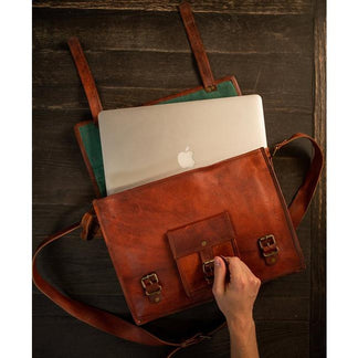 Leather Laptop Bag For Men - Vegetable Tanned Leather Messenger – The ...