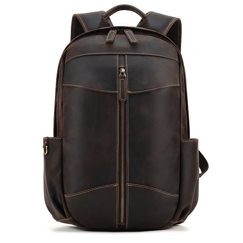 Leather Laptop Backpack - Unisex Vintage Bookbag & Travel Rucksack ...
