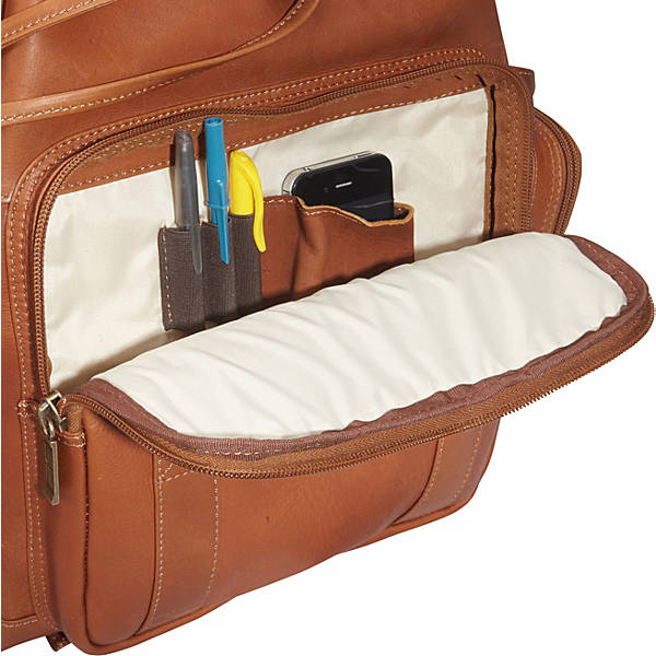 Leather Backpack for Women & Men for 15 Inch Laptops Tan - Front Pocket