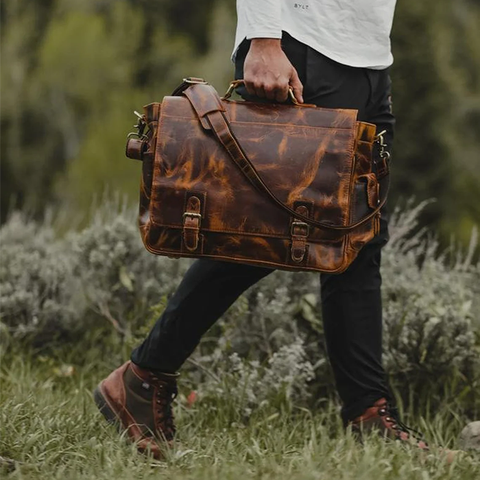 Men's Retro Genuine Leather Messenger Shoulder Bag Laptop Case Briefcase  Attache