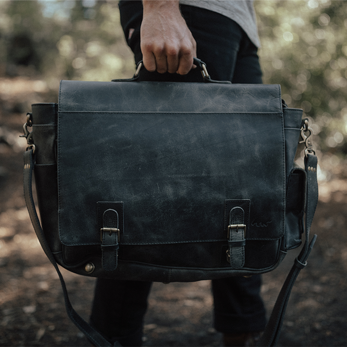 Men's Buffalo Leather Messenger Bag 15 Inch Laptops - Vintage Satchel