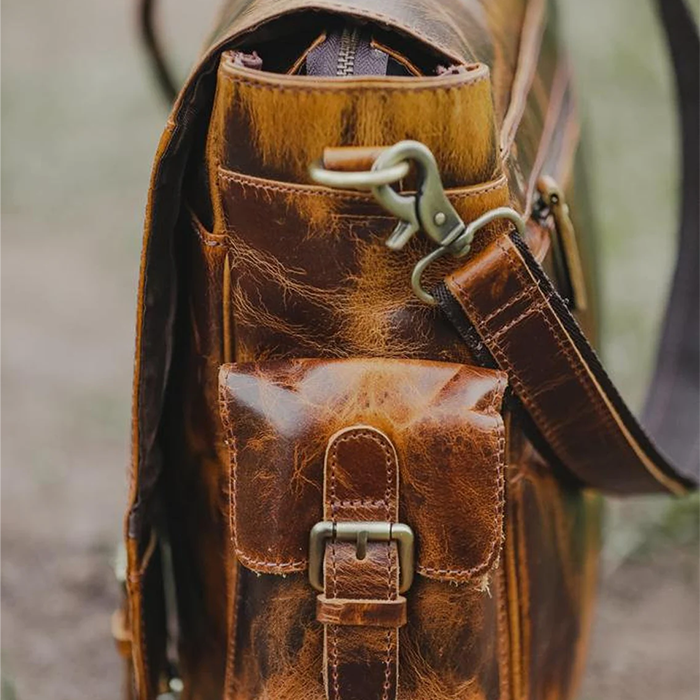 Large Leather Laptop Satchel - Buffalo Leather