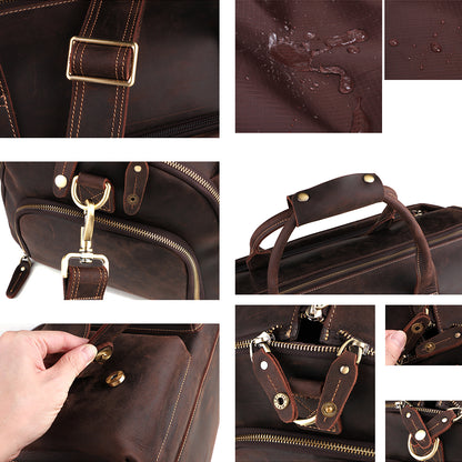 The Smart Duffle | Men's Leather Duffle Travel Bag - Dark Brown