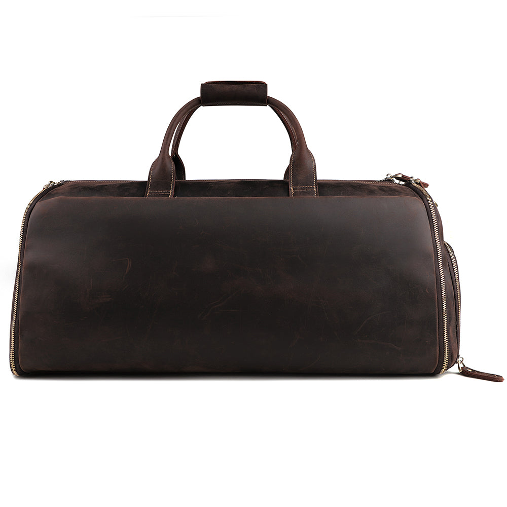 The Smart Duffle | Men's Leather Duffle Travel Bag - Dark Brown