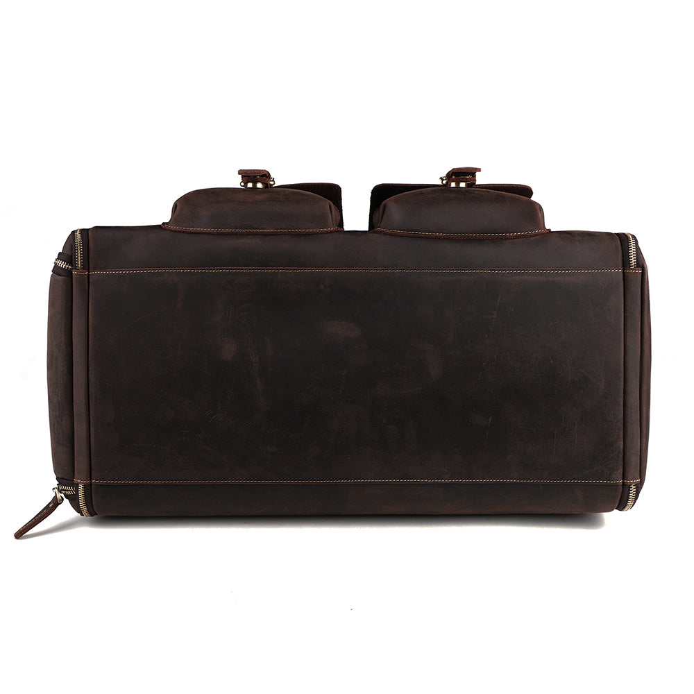 The Smart Duffle | Men's Leather Duffle Travel Bag - Dark Brown