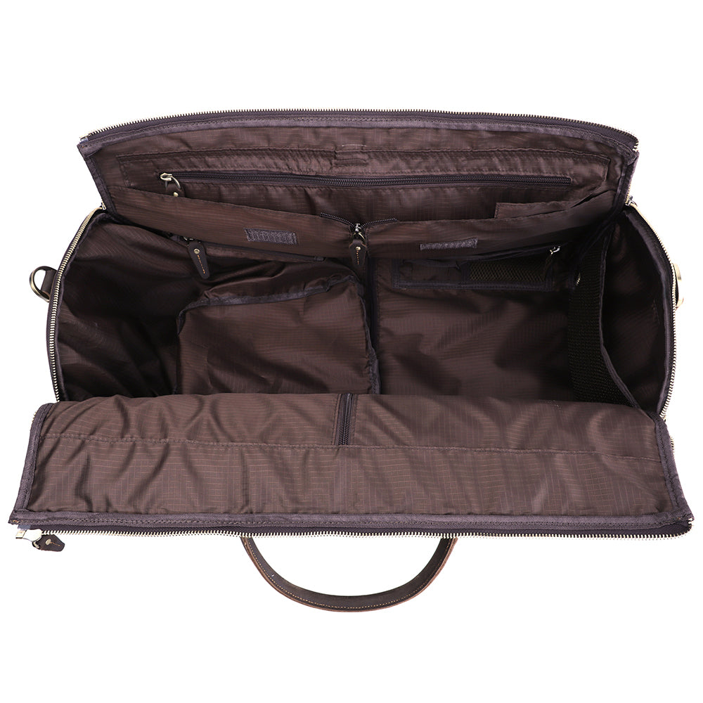 The Smart Duffle | Men's Leather Duffle Travel Bag - Dark Brown