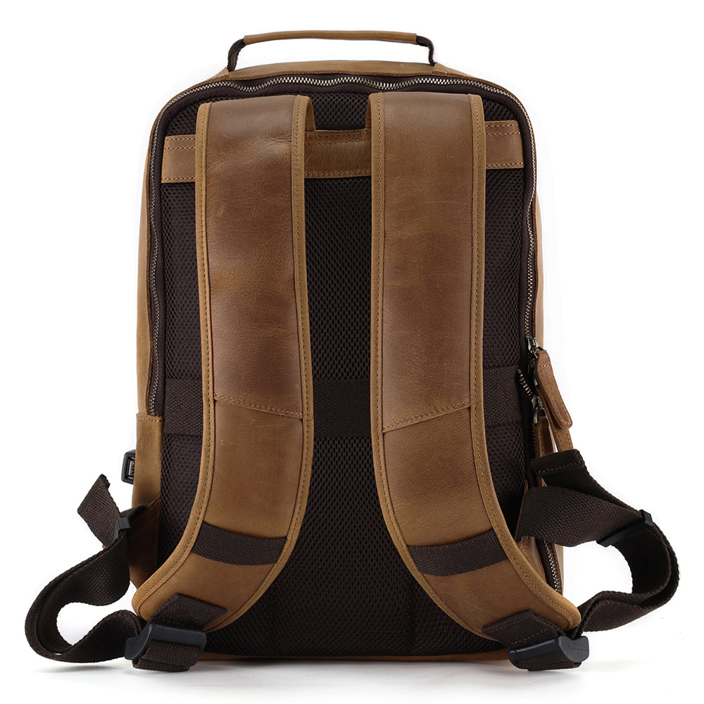 Leather Backpack for 15 Inch Laptops - Unisex Travel Bookbag