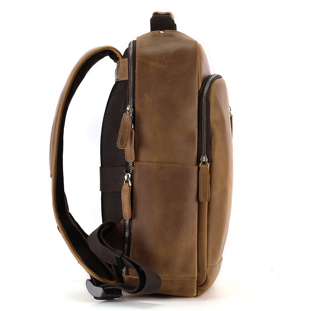 Leather Backpack for 15 Inch Laptops - Unisex Travel Bookbag