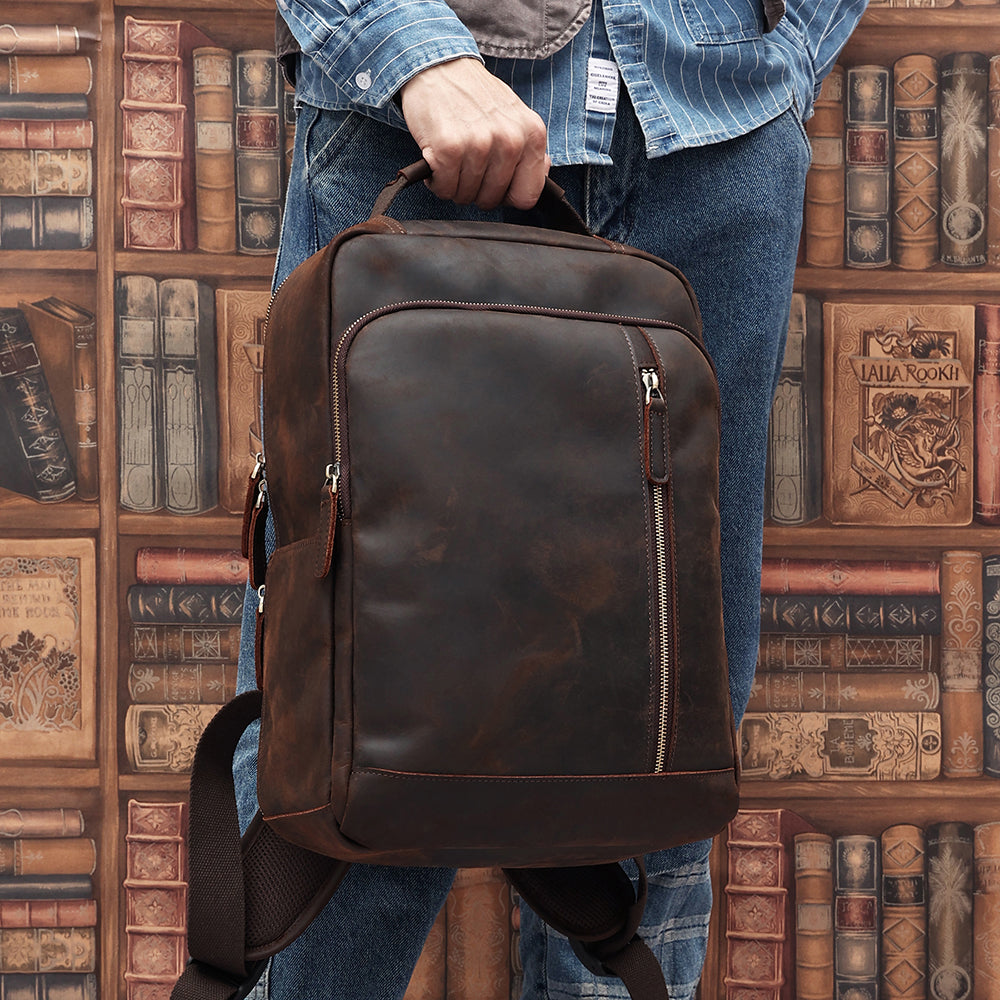 Leather Backpack for 15 Inch Laptops Unisex Travel Bookbag The Real Leather Co